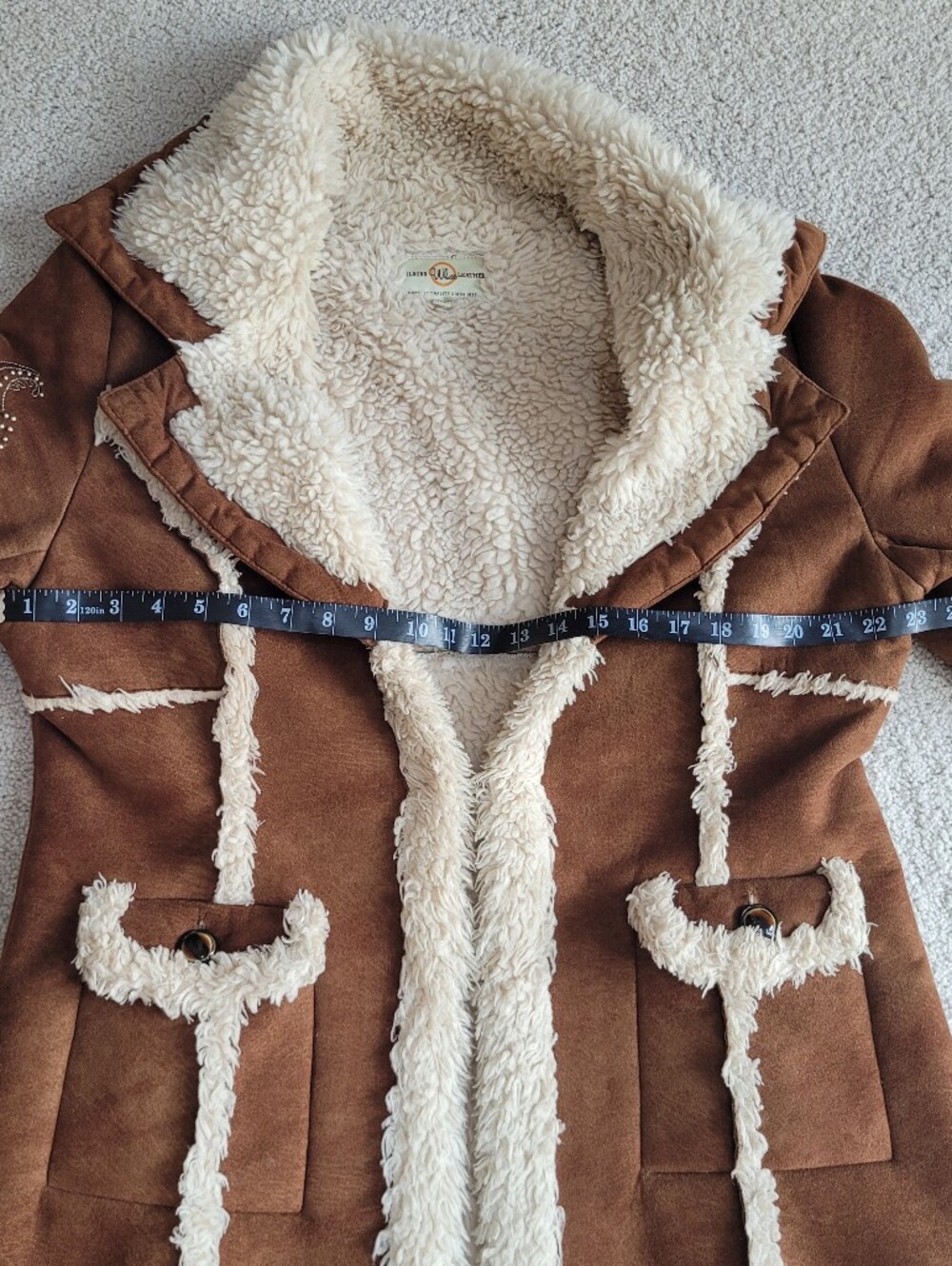 *Rare* Vintage Wilsons Leather Penny Lane Coat Faux Suede Embroidered Trim Boho - Picture 8 of 14